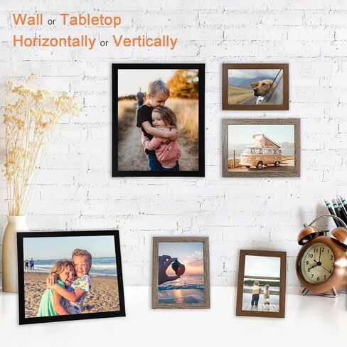 اطارات صور ملصقة لديكور الحائط من ليفيسفن، مجموعة اطارات جدارية باحجام متعددة 4×6 5×7 8×10 للحائط او سطح الطاولة بثلاث لمسات نهائية مختلفة - اسود، رمادي، بني in Kuwait