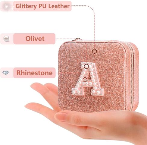 Wiabsi Travel Jewelry Case Box Organizer Jewelry Holder Organizer,Initial Jewelry Boxes & Organizers Travel Essentials Accesories Birthday Gifts for Women Girls Friend -A in Kuwait