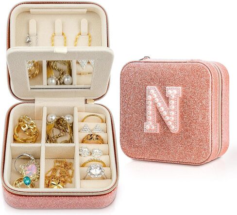 Wiabsi Travel Jewelry Case Box Organizer Jewelry Holder Organizer,Initial Jewelry Boxes & Organizers Travel Essentials Accesories Birthday Gifts for Women Girls Friend -A in Kuwait