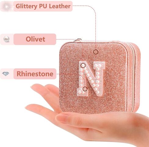 Wiabsi Travel Jewelry Case Box Organizer Jewelry Holder Organizer,Initial Jewelry Boxes & Organizers Travel Essentials Accesories Birthday Gifts for Women Girls Friend -A in Kuwait