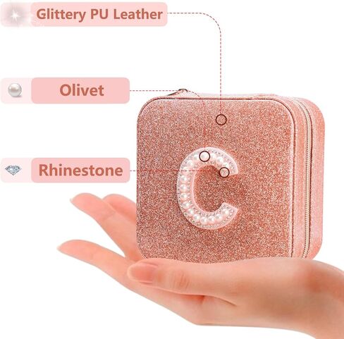Wiabsi Travel Jewelry Case Box Organizer Jewelry Holder Organizer,Initial Jewelry Boxes & Organizers Travel Essentials Accesories Birthday Gifts for Women Girls Friend -A in Kuwait