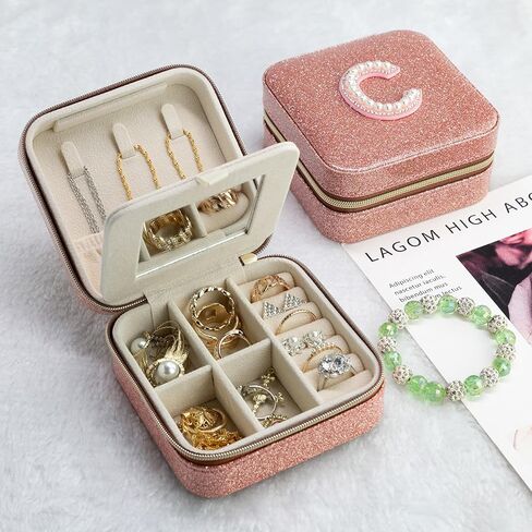 Wiabsi Travel Jewelry Case Box Organizer Jewelry Holder Organizer,Initial Jewelry Boxes & Organizers Travel Essentials Accesories Birthday Gifts for Women Girls Friend -A in Kuwait