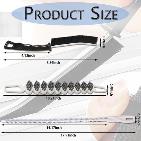 4 قطع من فرشاة تنظيف الشقوق، أداة فرشاة تنظيف الفجوات متعددة الوظائف، مع قطعتين من فرشاة التنظيف متعددة الوظائف القابلة للانحناء وفرشاة تنظيف فائض تصريف الحوض، لمسار نافذة أخدود بلاط الدش. in Kuwait