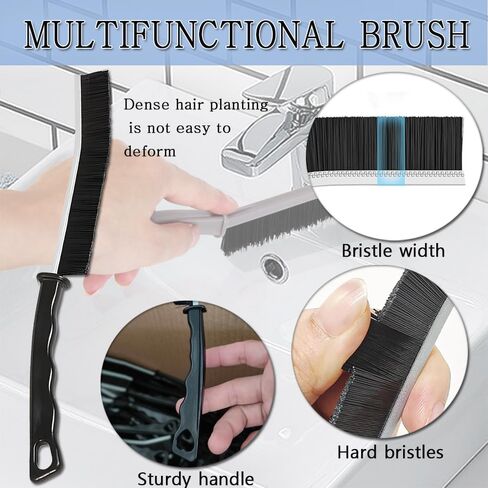 4 قطع من فرشاة تنظيف الشقوق، أداة فرشاة تنظيف الفجوات متعددة الوظائف، مع قطعتين من فرشاة التنظيف متعددة الوظائف القابلة للانحناء وفرشاة تنظيف فائض تصريف الحوض، لمسار نافذة أخدود بلاط الدش. in Kuwait