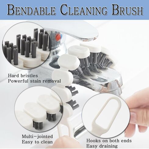 4 قطع من فرشاة تنظيف الشقوق، أداة فرشاة تنظيف الفجوات متعددة الوظائف، مع قطعتين من فرشاة التنظيف متعددة الوظائف القابلة للانحناء وفرشاة تنظيف فائض تصريف الحوض، لمسار نافذة أخدود بلاط الدش. in Kuwait