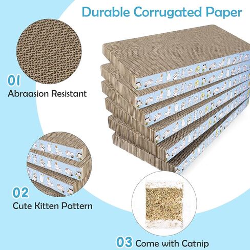 6 عبوات من وسائد خدش القطط، ورق مقوى متين لخدش القطط، أدوات خدش للقطط مزدوجة الجوانب للعب النوم للقطط ومخالب الطحن in Kuwait