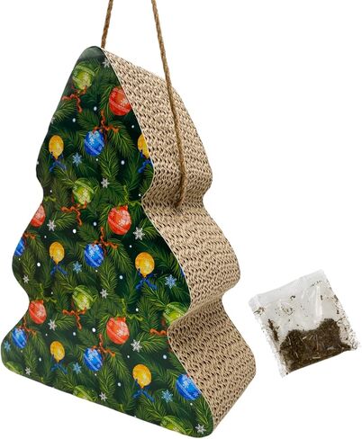 عمود خدش شجرة الكريسماس للقطط الداخلية، وسادة خدش بطابع العطلات مع النعناع البري، حصيرة خدش معلقة لمخالب القطط، 11.5 انش in Kuwait