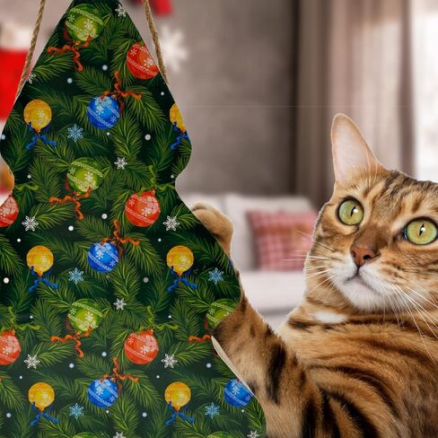 عمود خدش شجرة الكريسماس للقطط الداخلية، وسادة خدش بطابع العطلات مع النعناع البري، حصيرة خدش معلقة لمخالب القطط، 11.5 انش in Kuwait