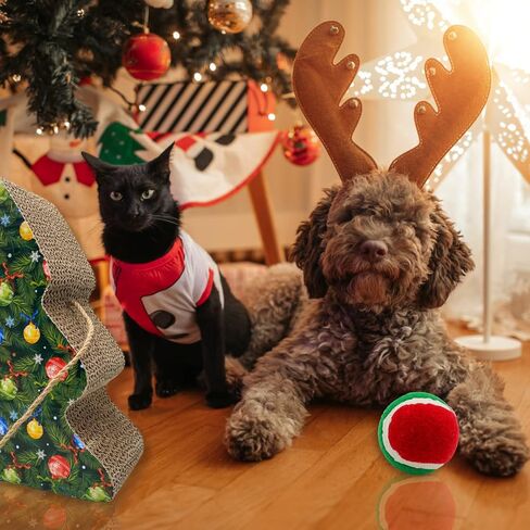 عمود خدش شجرة الكريسماس للقطط الداخلية، وسادة خدش بطابع العطلات مع النعناع البري، حصيرة خدش معلقة لمخالب القطط، 11.5 انش in Kuwait