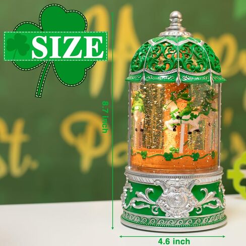 Carousel Snow Globe, Lighted St. Patrick's Day Snow Globes Lantern, Carousel Box for Girls, Vintage Carousel Christmas Decoration Indoor Home Décor & Gift, 6H Timer, USB/Battery Operated in Kuwait