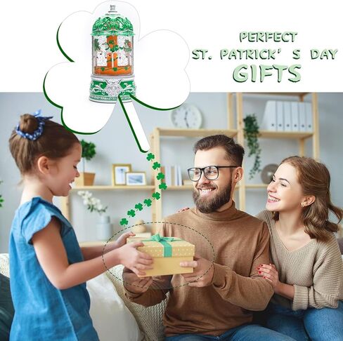Carousel Snow Globe, Lighted St. Patrick's Day Snow Globes Lantern, Carousel Box for Girls, Vintage Carousel Christmas Decoration Indoor Home Décor & Gift, 6H Timer, USB/Battery Operated in Kuwait