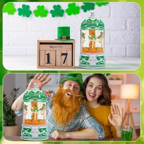 Carousel Snow Globe, Lighted St. Patrick's Day Snow Globes Lantern, Carousel Box for Girls, Vintage Carousel Christmas Decoration Indoor Home Décor & Gift, 6H Timer, USB/Battery Operated in Kuwait