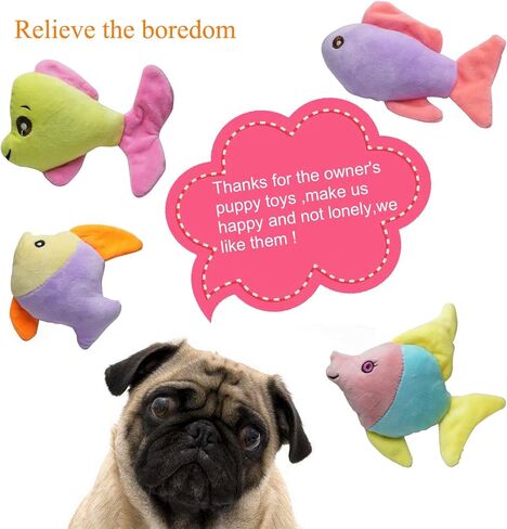 YUNKINGDOM Plush Squeak Toy for Mini Pets Puppy,Multicolor Fish Dog Toys,for Small Dog (Pack for 20) in Kuwait