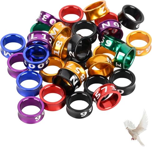 Bird Rings, Bird Bands, Bird Leg Rings, Multicolor Aluminum Pigeon Leg Rings, Identification Pigeon Training Rings Hibiscus Birds, Parrots, Peonies, Pigeons, Mixed Colors 50 Per Pack in Saudi Arabia