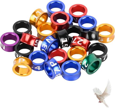Bird Rings, Bird Bands, Bird Leg Rings, Multicolor Aluminum Pigeon Leg Rings, Identification Pigeon Training Rings Hibiscus Birds, Parrots, Peonies, Pigeons, Mixed Colors 50 Per Pack in Saudi Arabia