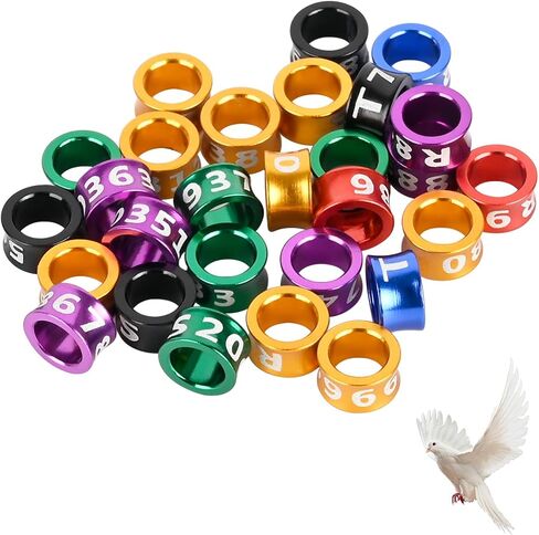 Bird Rings, Bird Bands, Bird Leg Rings, Multicolor Aluminum Pigeon Leg Rings, Identification Pigeon Training Rings Hibiscus Birds, Parrots, Peonies, Pigeons, Mixed Colors 50 Per Pack in Saudi Arabia