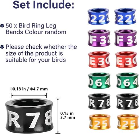 Bird Rings, Bird Bands, Bird Leg Rings, Multicolor Aluminum Pigeon Leg Rings, Identification Pigeon Training Rings Hibiscus Birds, Parrots, Peonies, Pigeons, Mixed Colors 50 Per Pack in Saudi Arabia