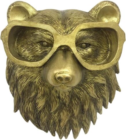 Head Wall Decor, Wall Art Decor Deer Head Wall Hanging, Home Decor Waterproof Bronzed Resin Animal Hanging Sculpture Sunscreen Animal Head Wall Hanging Ornaments (Bear) in Saudi Arabia