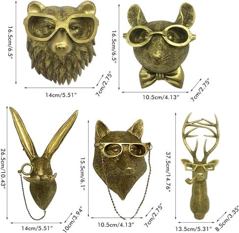 Head Wall Decor, Wall Art Decor Deer Head Wall Hanging, Home Decor Waterproof Bronzed Resin Animal Hanging Sculpture Sunscreen Animal Head Wall Hanging Ornaments (Bear) in Saudi Arabia