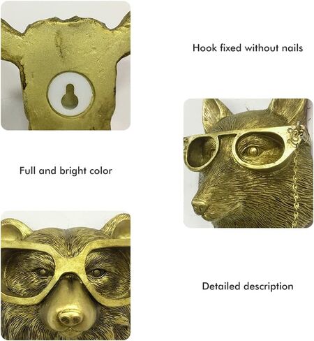 Head Wall Decor, Wall Art Decor Deer Head Wall Hanging, Home Decor Waterproof Bronzed Resin Animal Hanging Sculpture Sunscreen Animal Head Wall Hanging Ornaments (Bear) in Saudi Arabia