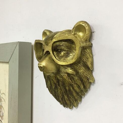Head Wall Decor, Wall Art Decor Deer Head Wall Hanging, Home Decor Waterproof Bronzed Resin Animal Hanging Sculpture Sunscreen Animal Head Wall Hanging Ornaments (Bear) in Saudi Arabia