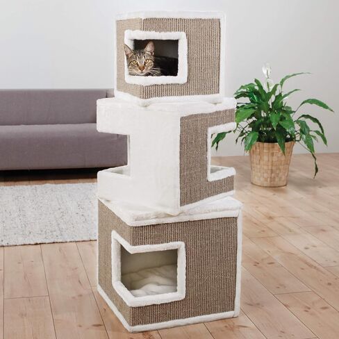 TRIXIE Lilo Cat Condo | 3-Story Condo Tower | Scratching Surface | Removable Cushions | Brown in Saudi Arabia