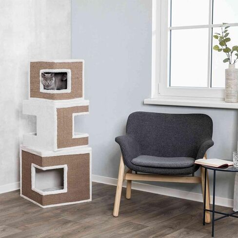 TRIXIE Lilo Cat Condo | 3-Story Condo Tower | Scratching Surface | Removable Cushions | Brown in Saudi Arabia