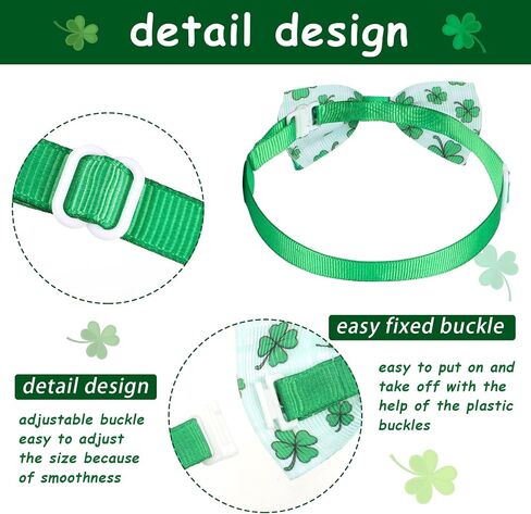 32 Pcs Valentine's Day Dog Bow Ties Collar Set St. Patrick's Day Pet Set Includes 16 Pieces Dog Bow Ties 16 Pieces Dog Neckties with Adjustable Collar Pet Accessories for Dogs Cats (Clover Heart) in Saudi Arabia