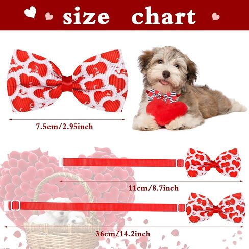 32 Pcs Valentine's Day Dog Bow Ties Collar Set St. Patrick's Day Pet Set Includes 16 Pieces Dog Bow Ties 16 Pieces Dog Neckties with Adjustable Collar Pet Accessories for Dogs Cats (Clover Heart) in Saudi Arabia