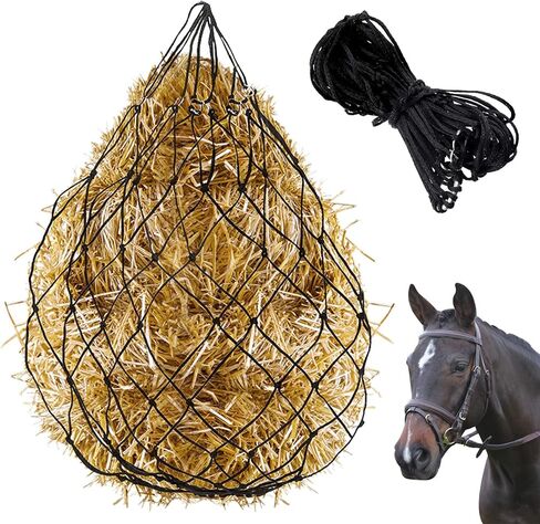 Glarks 1Pc 40" Ultra Slow Feed Hay Net, Black Large Heavy Duty Poly Horse Hay Net Equine Feeding Bag for Trailer and Stall, Simulates Grazing, Reduce Waste in Kuwait