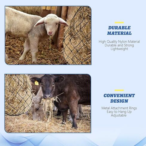 Glarks 1Pc 40" Ultra Slow Feed Hay Net, Black Large Heavy Duty Poly Horse Hay Net Equine Feeding Bag for Trailer and Stall, Simulates Grazing, Reduce Waste in Kuwait