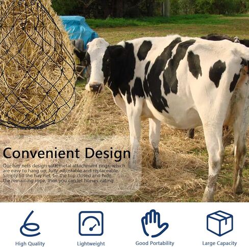 Glarks 1Pc 40" Ultra Slow Feed Hay Net, Black Large Heavy Duty Poly Horse Hay Net Equine Feeding Bag for Trailer and Stall, Simulates Grazing, Reduce Waste in Kuwait