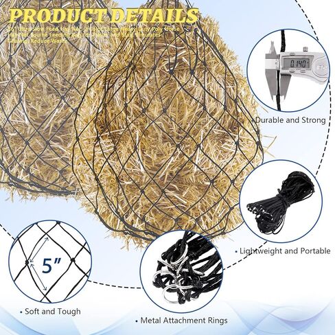 Glarks 1Pc 40" Ultra Slow Feed Hay Net, Black Large Heavy Duty Poly Horse Hay Net Equine Feeding Bag for Trailer and Stall, Simulates Grazing, Reduce Waste in Kuwait