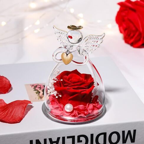 WALFITE Glass Rosary Angel Statue, Birthday Gifts, Rosary Angel Gifts, Gifts for Mom for Anniversary Birthday Gifts Flowers for Her in Kuwait