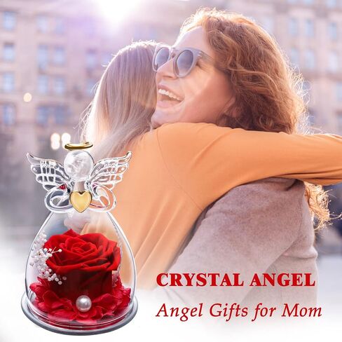 WALFITE Glass Rosary Angel Statue, Birthday Gifts, Rosary Angel Gifts, Gifts for Mom for Anniversary Birthday Gifts Flowers for Her in Kuwait