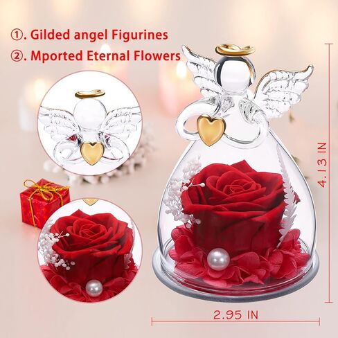 WALFITE Glass Rosary Angel Statue, Birthday Gifts, Rosary Angel Gifts, Gifts for Mom for Anniversary Birthday Gifts Flowers for Her in Kuwait