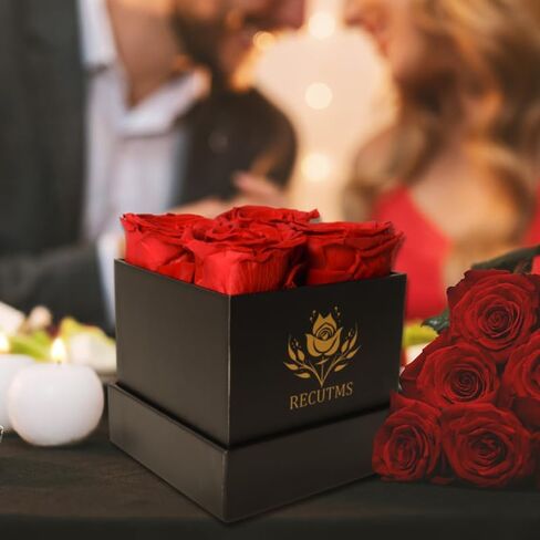 RECUTMS Forever Flowers Heart Shape Box- Preserved Roses, Immortal Roses That Last A Year - Fresh Forever Roses in a Box -Mothers Day & Valentines Day - Red in Saudi Arabia