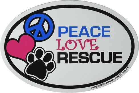 Imagine This Oval Peace Love Rescue Car Magnet, 6-Inch by 4-Inch in Saudi Arabia