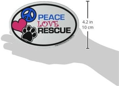 Imagine This Oval Peace Love Rescue Car Magnet, 6-Inch by 4-Inch in Saudi Arabia