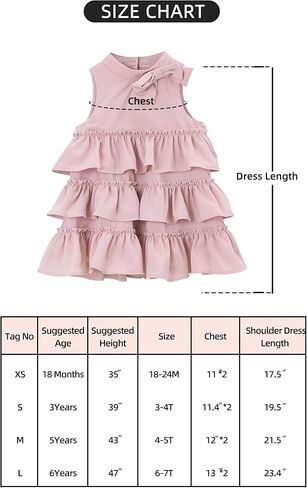 Tutu.kk فساتين كاجوال للفتيات بدون أكمام على شكل حرف A مكشكشة متدرجة فستان دوار 18 شهرًا - 7T in Kuwait