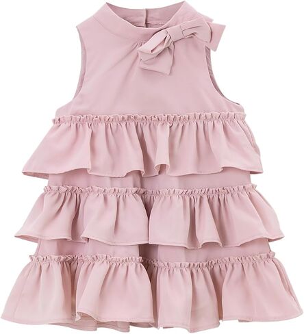 Tutu.kk فساتين كاجوال للفتيات بدون أكمام على شكل حرف A مكشكشة متدرجة فستان دوار 18 شهرًا - 7T in Kuwait