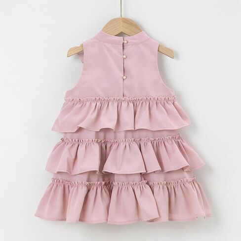 Tutu.kk فساتين كاجوال للفتيات بدون أكمام على شكل حرف A مكشكشة متدرجة فستان دوار 18 شهرًا - 7T in Kuwait