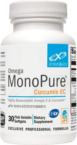 XYMOGEN Omega MonoPure Curcumin EC - زيت السمك مع امتصاص DHA EPA المعزز + مستخلص الكركم - مكمل أوميغا 3 لدعم توازن السيتوكين (30 كبسولة هلامية) in Saudi Arabia