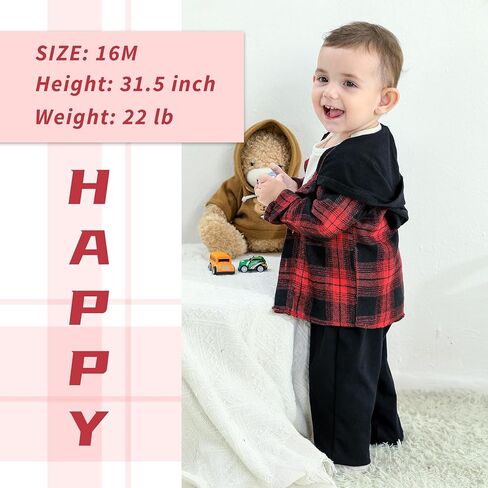 MAMAMI Kids Kids Baby Baby Boy ملابس منقوشة بأزرار سفلية مع قلنسوة، سراويل كاجوال، مجموعة أزياء الخريف والشتاء in Kuwait