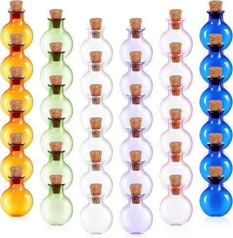 Sumind 36 Pieces Halloween Mini Glass Bottles Jars with Cork Stoppers Colored Wishing Bottle Small Potion Bottles Spell Jars Tiny Glass Jars Vintage Medicine Vials for Halloween Party DIY Decoration in Saudi Arabia