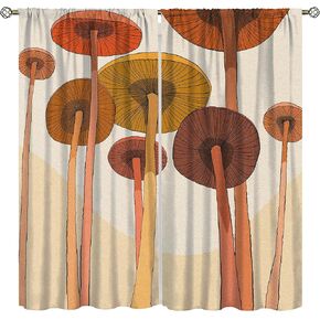 Mushroom Curtains,Rustic 70s Hippie Fantasy Bohemian Modern Colorful Curtains Decor Rod Pocket Window Drapes 42x45 Inch in Kuwait