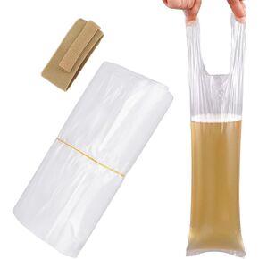 100 PCS Disposable Urinal Bags for Elderly Men, 800ML Portable Urine Pee Bag for Incontinence Bedridden Patients with Anti-Slip Off Fixed Belt in Kuwait