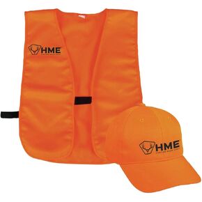 HME Highly Visible Blaze Orange Durable Reliable Versatile All-Season Unisex Safety Vest & Adjustable Hat with Hook-and-Loop Backstrap in Kuwait