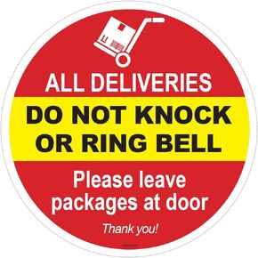 ZOCO - Do Not Knock or Ring Doorbell Sticker - 6 Inch Round - Leave Package at Door - Do Not Knock Sign - Inside Window Removable Decal
