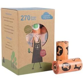 Eco-friendly Biodegradable dogs poop bags 18 Rolls 270 Counts| Safe, Strong Leak Proof Doggie Waste Bag|Easy To Tear, Heavy Duty Bags For ALL Pets| Easy To Clean Up For Walking And Travelling in Kuwait